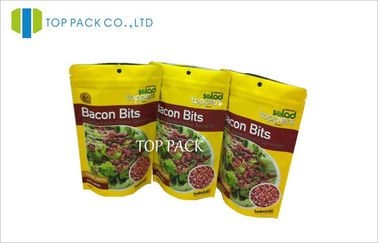 Żółty plastikowy statyw MOPP / FOIL Stand Up Resealable woreczki do drukowania wklęsłodrukowego Bacon Bits