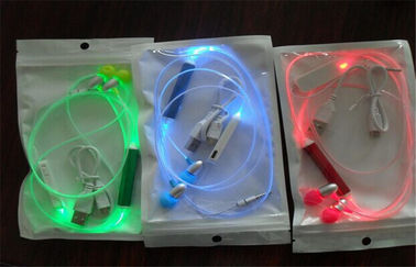 Plastic Blinking LED Wire Earphone Electroluminescent Products Packed By OPP Bag