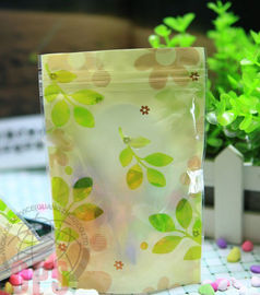 Customized 80 Micron Leaf Stand Up Pouch , Plastic Zipper Pouch