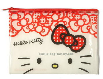 Hello kitty cute red vinyl plastic zip lock bags for girls collecting money