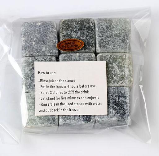2cm retail soapstone whiskey stones 9pcs set in opp bag