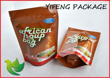 Food Safe Foil Plastic Stand Up Pouches With Zipper For Soup Packaging