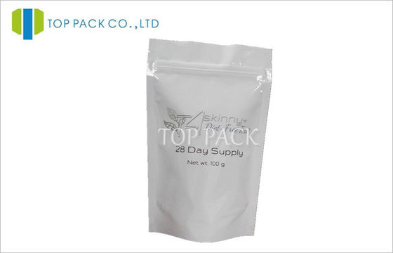 Biała folia aluminiowa Stand Up Pouch Resealable For Tea With Zipper