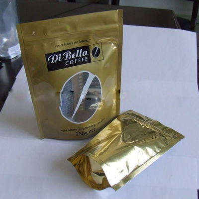 Coffe / Tea Moistureproof Stand Up Pouch Bag Plastikowe złote owalne okno