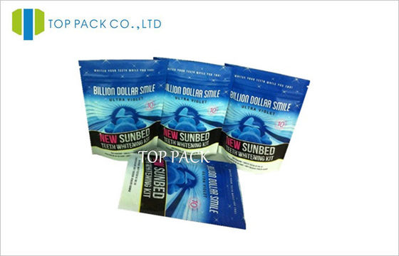 Niebieskie błyszczące wydrukowane stand up Ziplock woreczki Barrier Proof for Powder