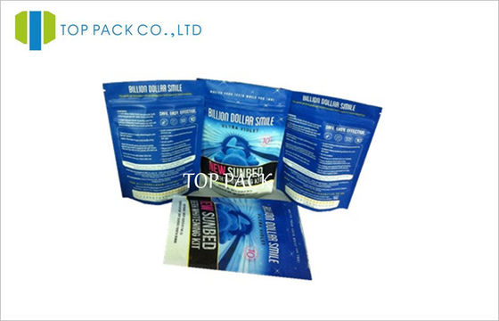 Niebieskie błyszczące wydrukowane stand up Ziplock woreczki Barrier Proof for Powder