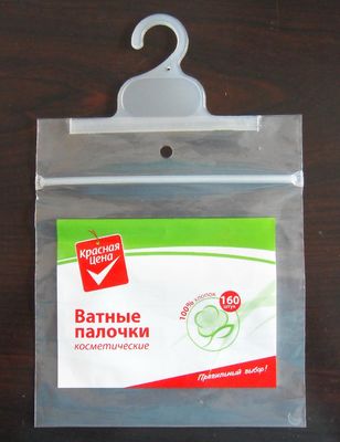 Bawełniana pączek Zip Lock plastikowa torba z wieszakiem / kolorowym nadrukiem