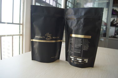 Coffee Bean Packaging Opakowanie z matowej czarnej folii, Stand Up Zawór odgazowujący