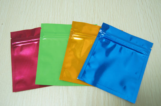 Mała kolorowa torebka z folii aluminiowej Błyszcząca trójstronna foka Mylar Flat z Ziplock